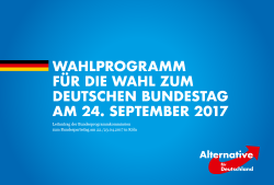 Cover of the preliminary campaign programme for the federal elections 2017 by Alternative for Germany (AfD). Source - AfD 2017.