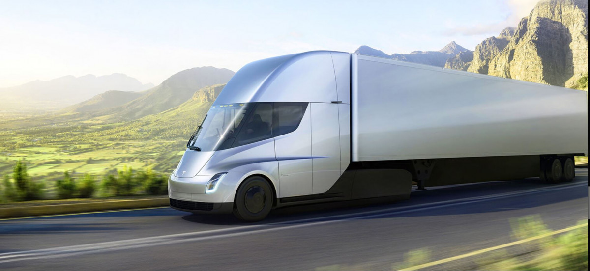 The Tesla Semi, a battery-electric truck, will hit the market starting next year. Image by Tesla The Tesla Semi, a battery-electric truck, will hit the market starting next year. Image by Tesla